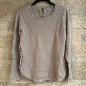InCashmere Basketweave Cashmere Sweater Fringe Tan Casual neutral size S